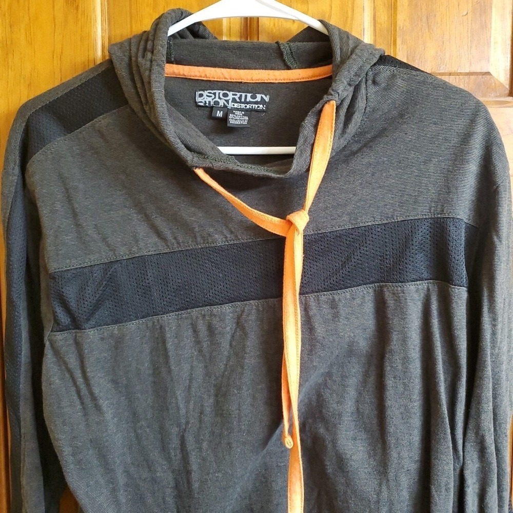 Distortion Shirt Mens Medium‎ Long Sleeve Pullover Cotton Casual Hoodie